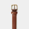 Essential Solid Brass Leather Slim Belt Essential Solid Brass Leather Slim Belt