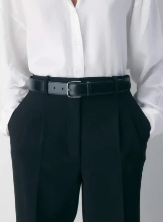 Essential Solid Brass Leather Wide Belt