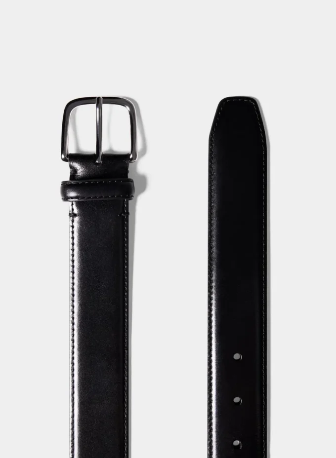 Essential Solid Brass Leather Wide Belt Essential Solid Brass Leather Wide Belt