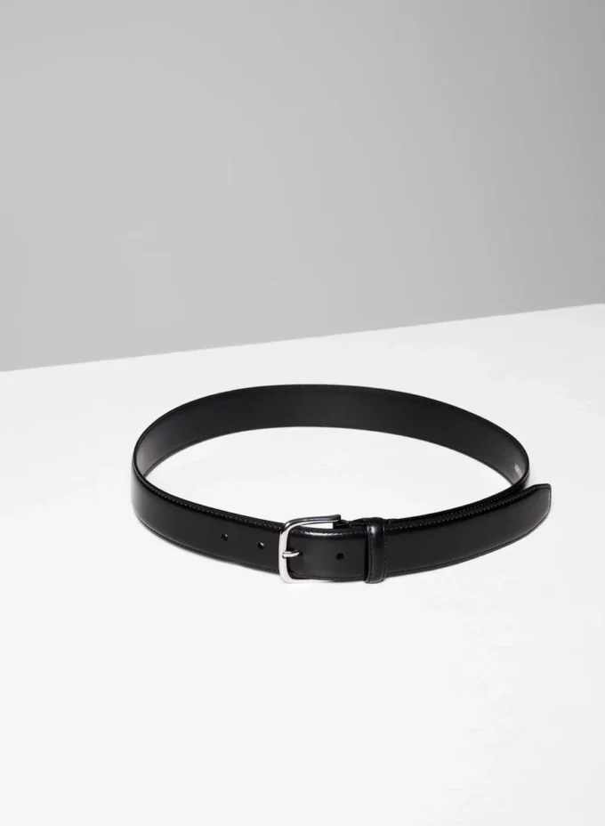 Essential Solid Brass Leather Wide Belt Essential Solid Brass Leather Wide Belt