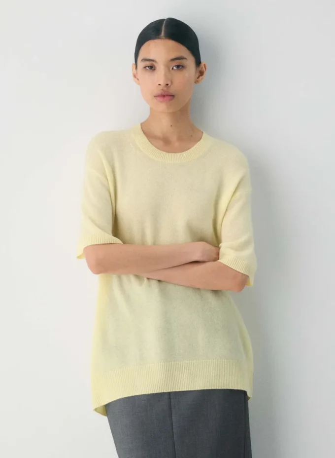 Feather Cashmere Relaxed Shortsleeve Sweater