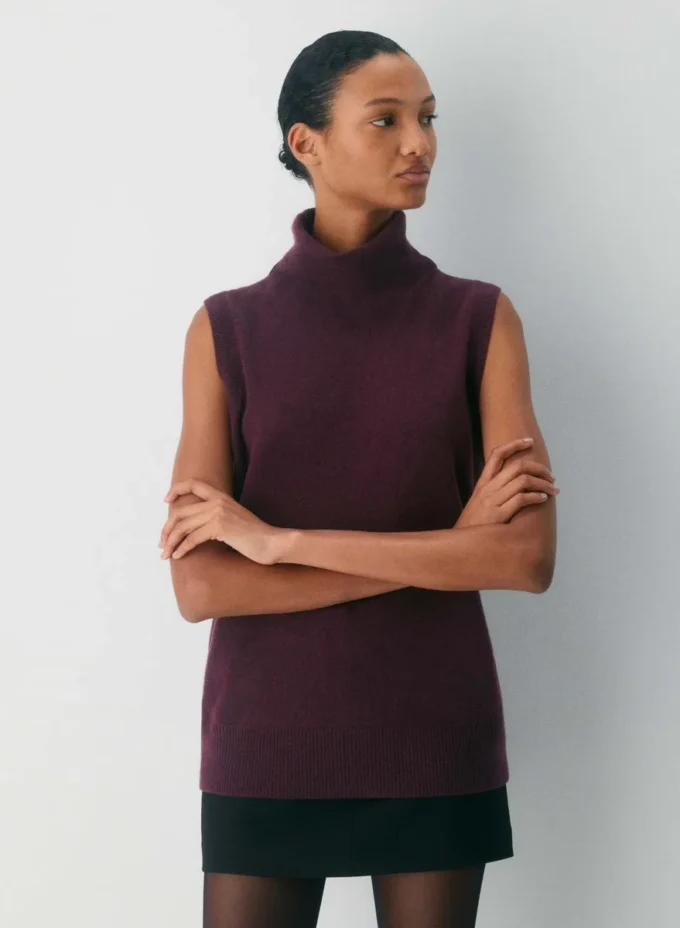Feather Cashmere Relaxed Turtleneck Tank