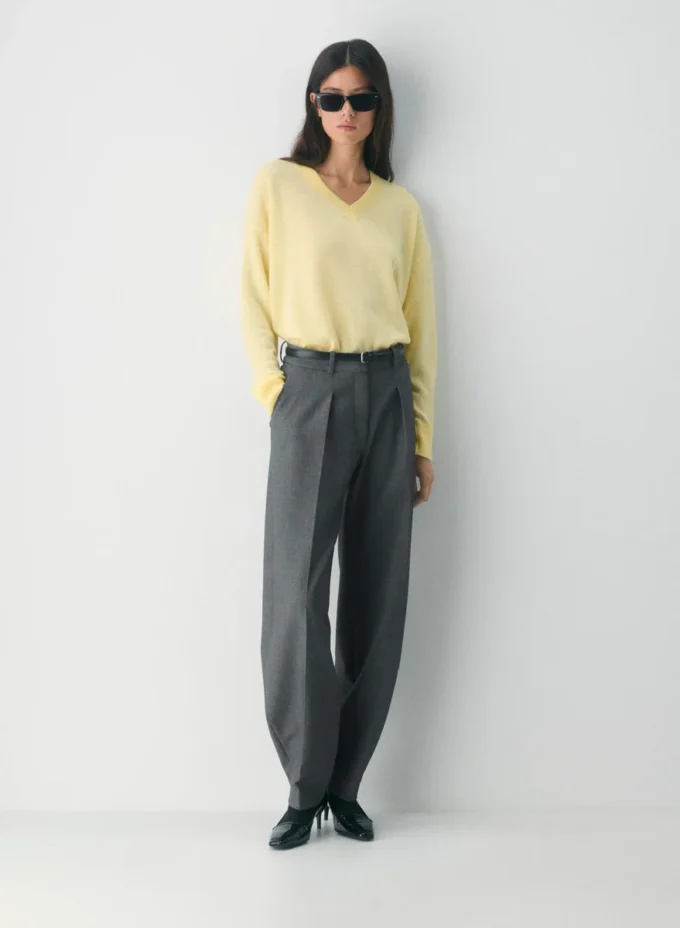 Feather Cashmere Relaxed V-neck Sweater