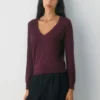 Fine Merino Wool Deep V-neck Sweater
