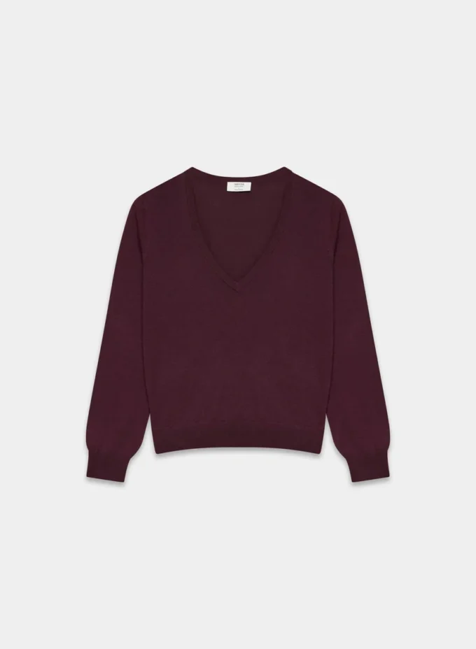 Fine Merino Wool Deep V-neck Sweater
