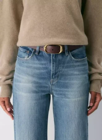 Halo Solid Brass Leather Wide Belt Halo Solid Brass Leather Wide Belt