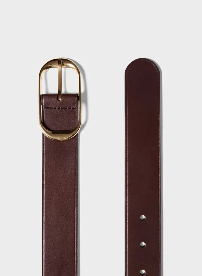 Halo Solid Brass Leather Wide Belt