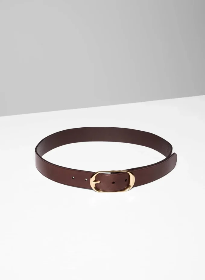 Halo Solid Brass Leather Wide Belt