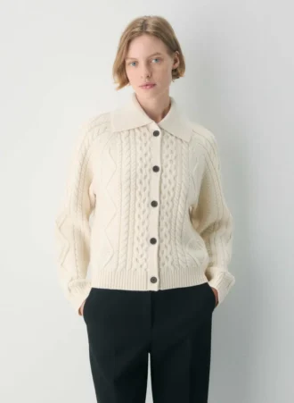 Heritage Knit Merino Wool Collar Cardigan