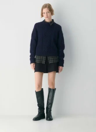 Heritage Knit Merino Wool Crew Hi-hip Sweater