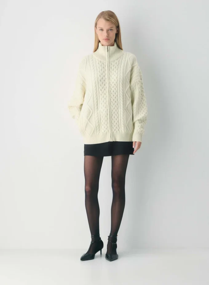 Heritage Knit Merino Wool Mockneck Zip-up