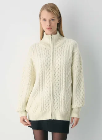 Heritage Knit Merino Wool Mockneck Zip-up