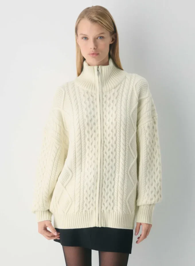 Heritage Knit Merino Wool Mockneck Zip-up