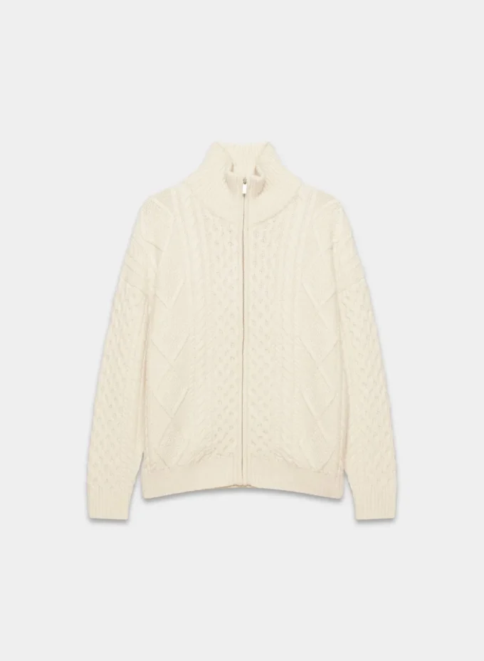 Heritage Knit Merino Wool Mockneck Zip-up