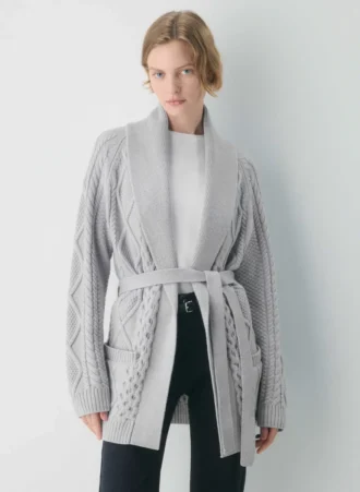 Heritage Knit Merino Wool Open-front Cardigan