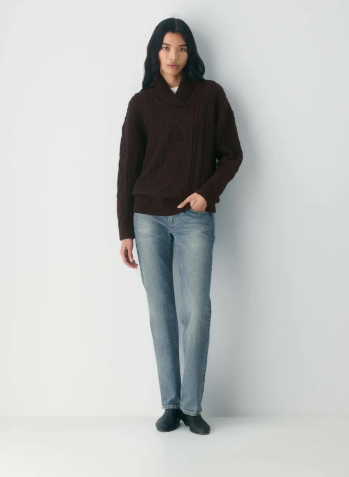 Heritage Knit Merino Wool Shawl Neck Sweater Heritage Knit Merino Wool Shawl Neck Sweater