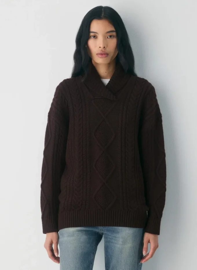 Heritage Knit Merino Wool Shawl Neck Sweater Heritage Knit Merino Wool Shawl Neck Sweater