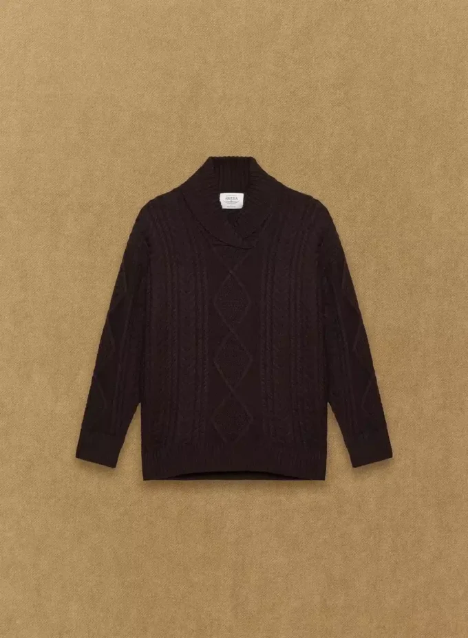 Heritage Knit Merino Wool Shawl Neck Sweater Heritage Knit Merino Wool Shawl Neck Sweater