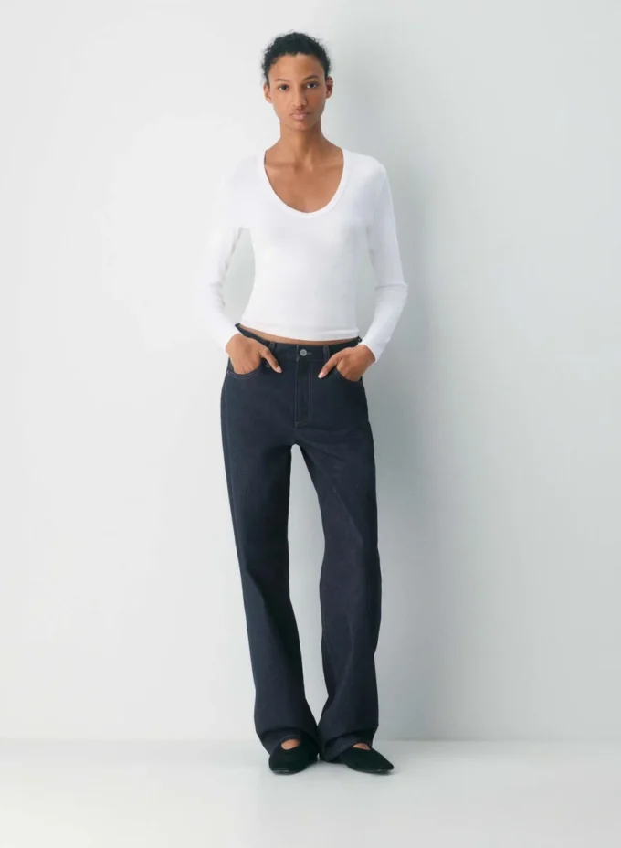 Homestretch™ Rib Deep V-neck Longsleeve