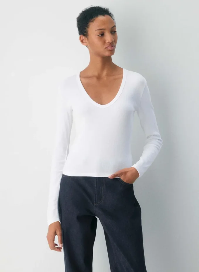 Homestretch™ Rib Deep V-neck Longsleeve