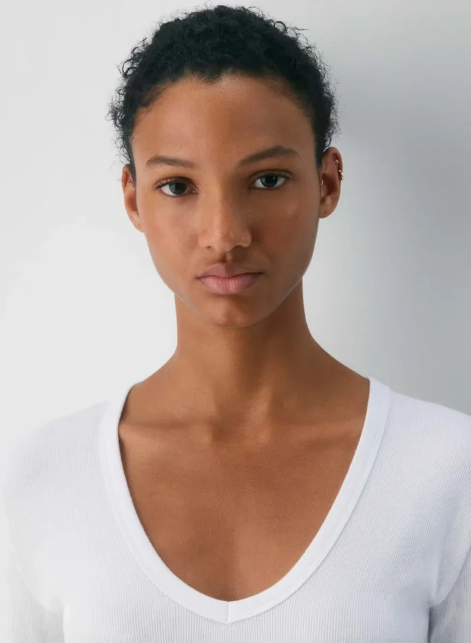 Homestretch™ Rib Deep V-neck Longsleeve