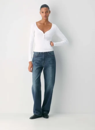 HomeStretch™ Rib Lace Henley Longsleeve