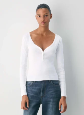 HomeStretch™ Rib Lace Henley Longsleeve