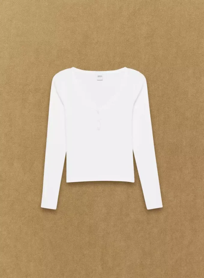 HomeStretch™ Rib Lace Henley Longsleeve HomeStretch™ Rib Lace Henley Longsleeve