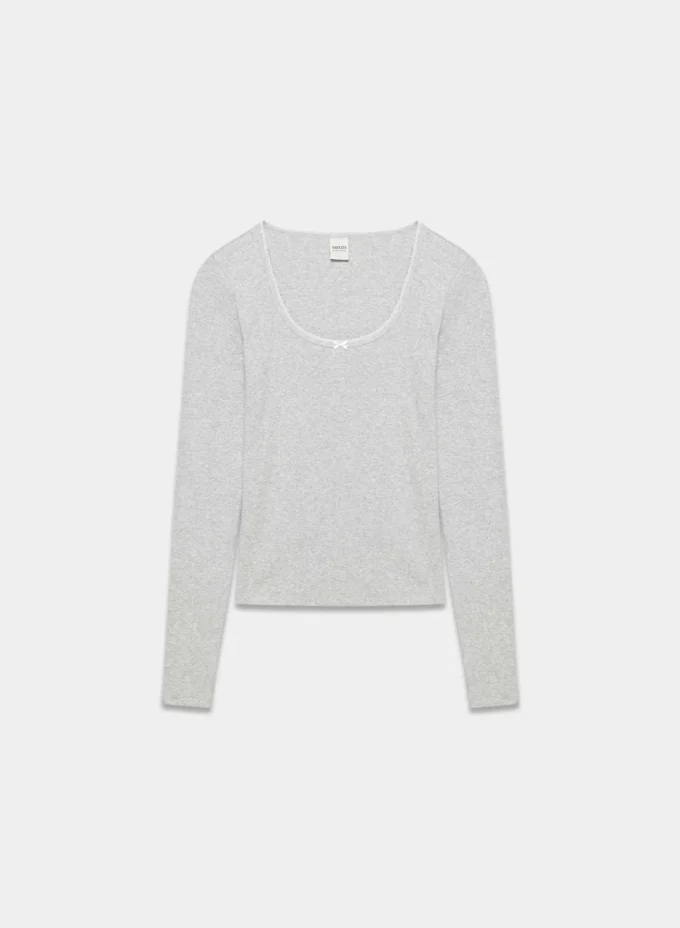 HomeStretch™ Rib Lace Scoopneck Longsleeve