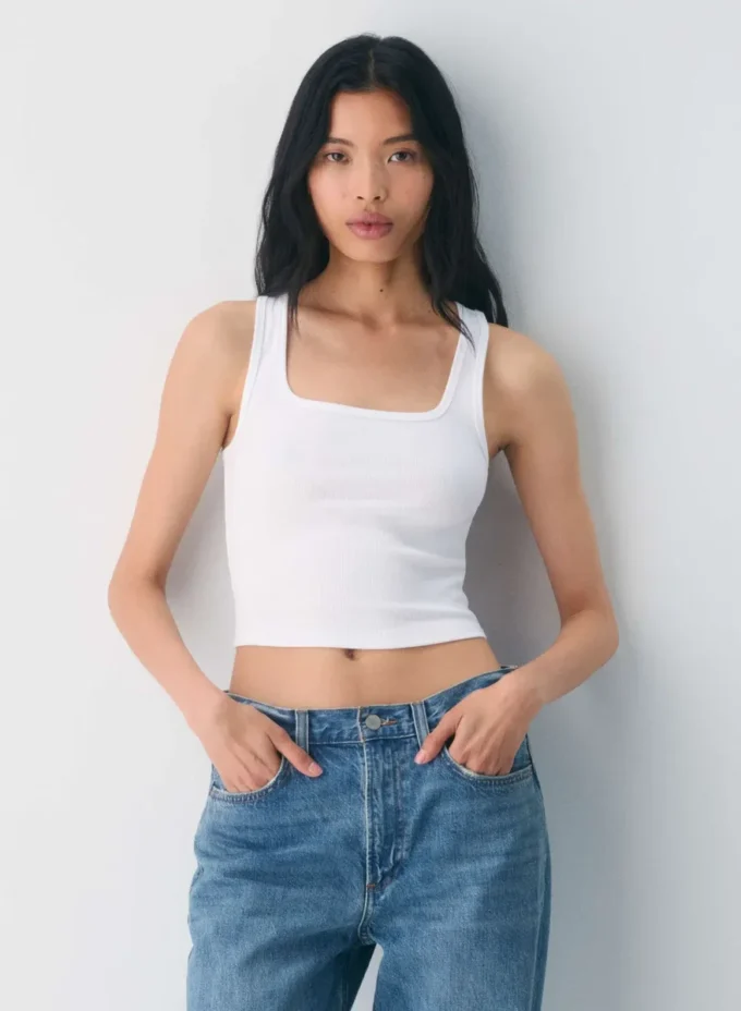 HomeStretch™ Rib Squareneck Waist Tank HomeStretch™ Rib Squareneck Waist Tank