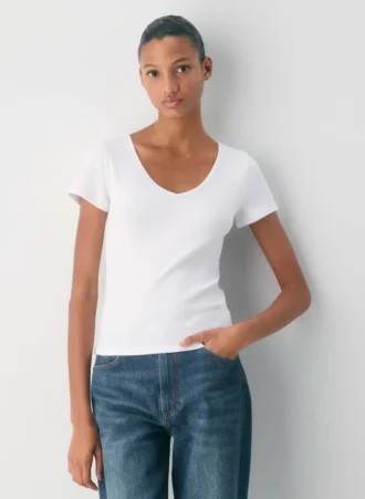 HomeStretch™ Rib V-Neck T-Shirt