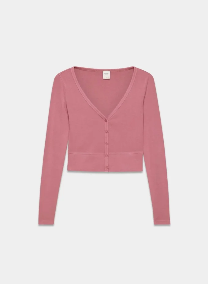 HomeStretch™ Rib V-Neck Waist Button-Up HomeStretch™ Rib V-Neck Waist Button-Up