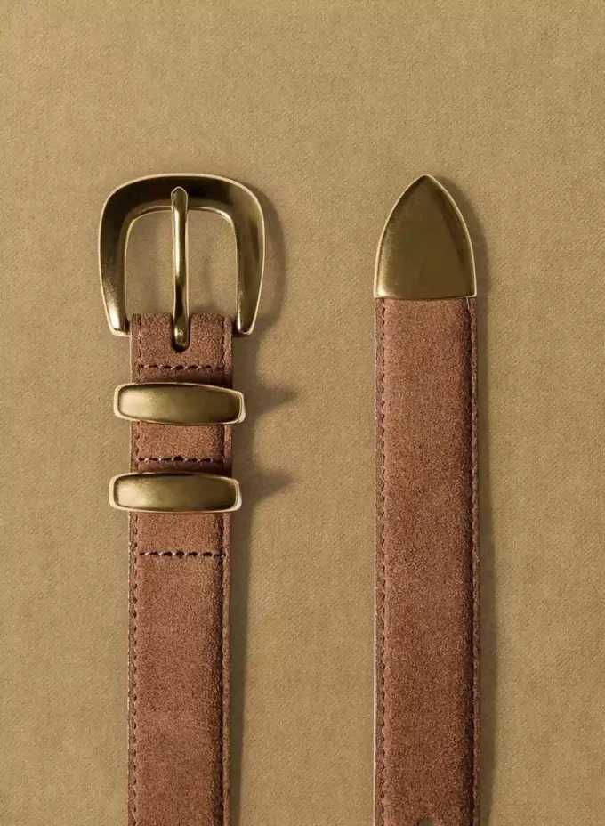 Legendary Solid Brass Suede Belt