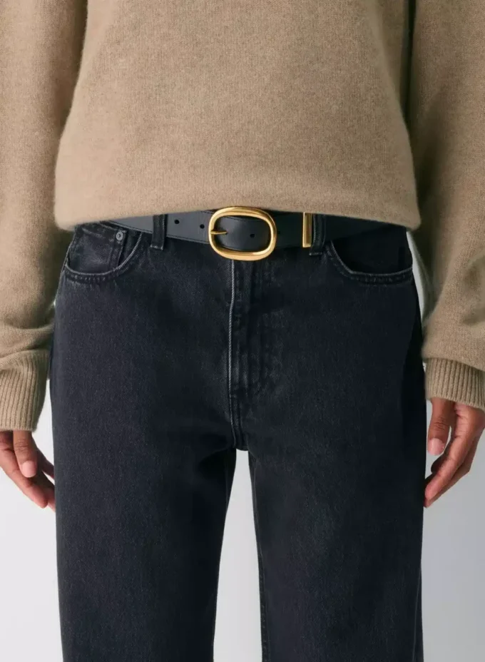 Lifetime Solid Brass Leather Wide Belt