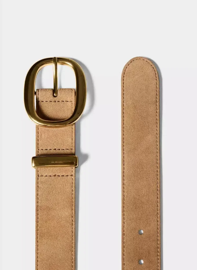 Lifetime Solid Brass Suede Wide Belt