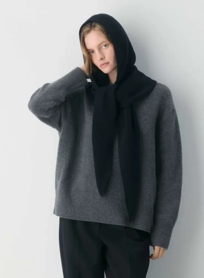Lumen Wool Cashmere Hooded Scarf