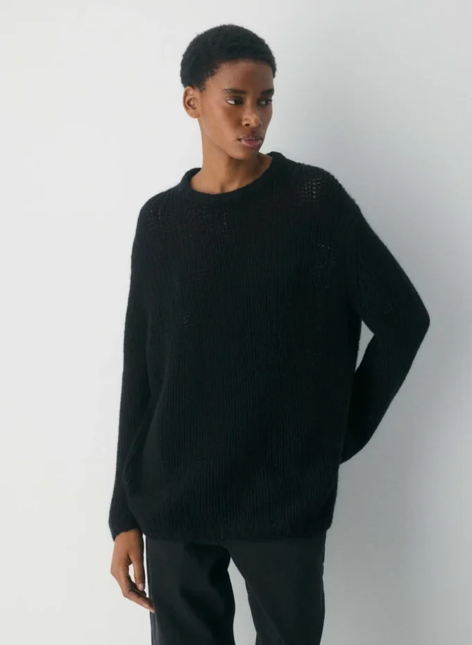 Mesh Cashmere Oversized Crew Sweater Mesh Cashmere Oversized Crew Sweater