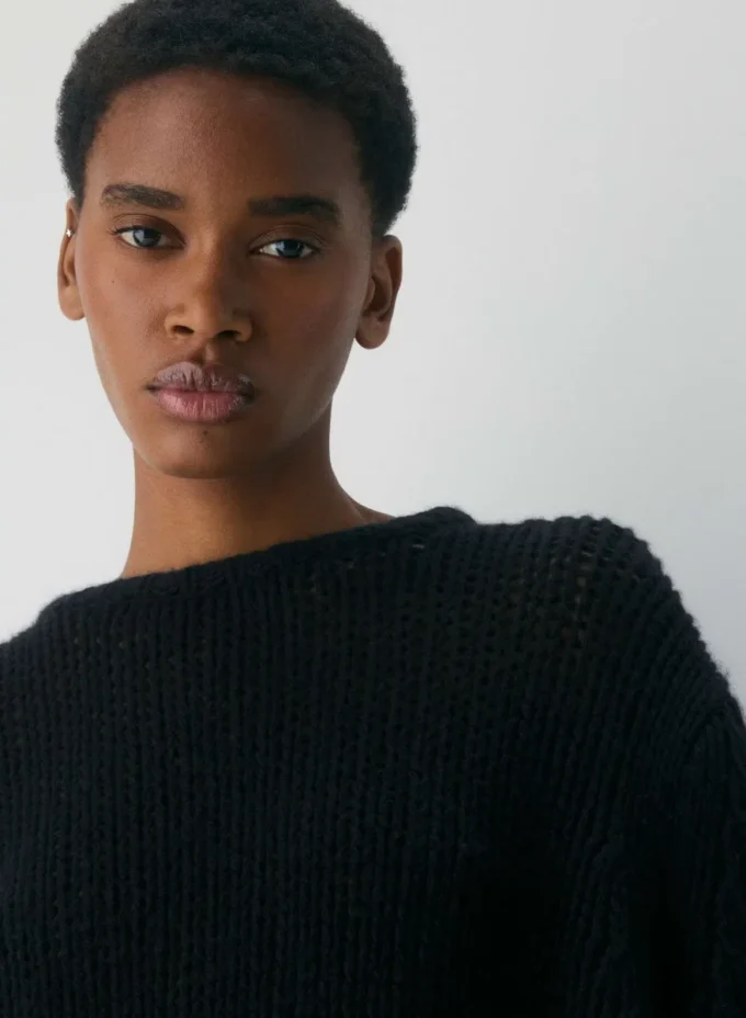 Mesh Cashmere Oversized Crew Sweater Mesh Cashmere Oversized Crew Sweater