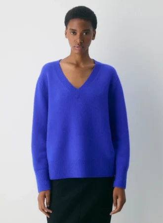 Plush Cashmere Oversized V-neck Sweater