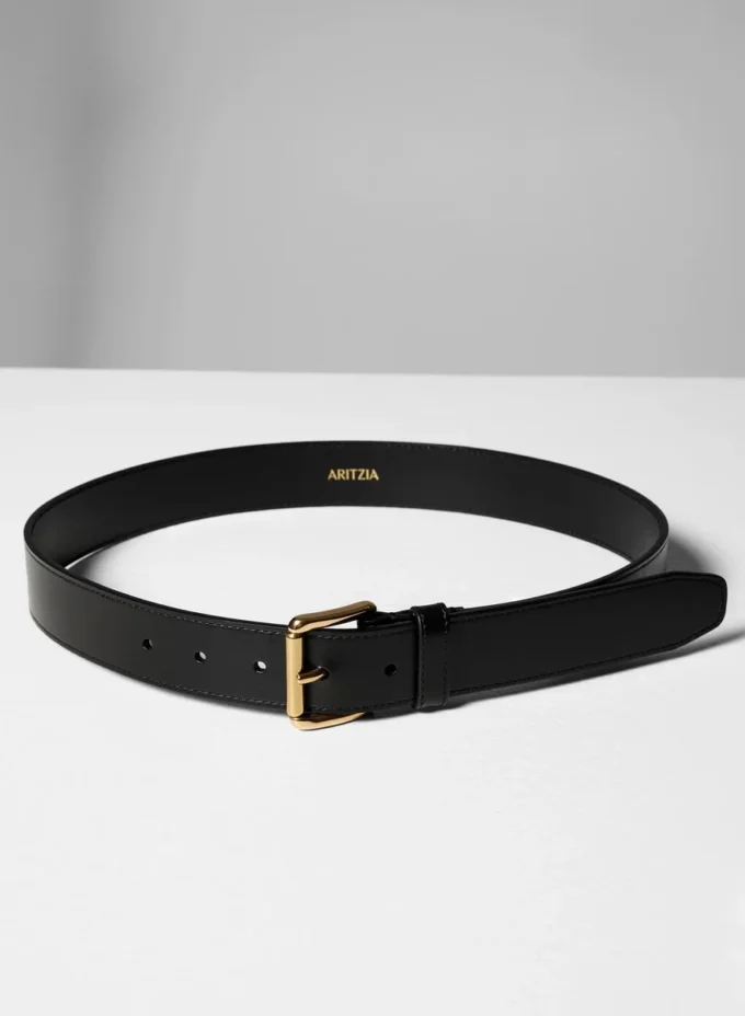 Roller Solid Brass Leather Wide Belt