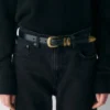 Western Solid Brass Leather Belt
