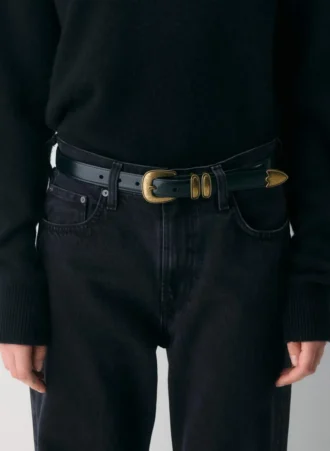 Western Solid Brass Leather Belt