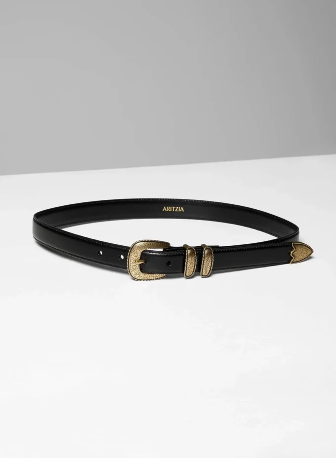 Western Solid Brass Leather Belt
